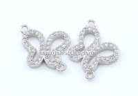 Link fluture cu cristale, argint 925 placat cu rodiu, 16mm - x1