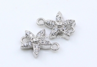 Link floare cu cristale, argint 925 placat cu rodiu, 9.5mm - x1