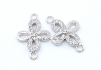 Link cruce cu cristale, argint 925 placat cu rodiu, 18mm - x1