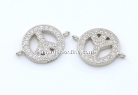 Link flower power, argint 925 placat cu rodiu, 14mm - x1