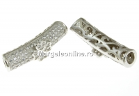 Spacer masiv cu cristale pentru bratari, argint 925 rodiat, 23mm - x1