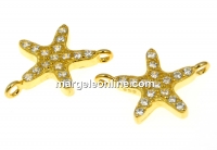 Link steluta cu cristale, argint 925 placat aur, 12.5mm - x1