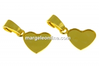 Baza pandantiv argint 925 placat cu aur, cabochon inima 10mm - x1
