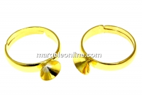 Baza inel argint 925 placat cu aur, chaton 7mm, reglabil - x1
