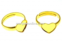 Baza inel argint 925 pl. cu aur, cabochon inima 10mm, reglabil - x1