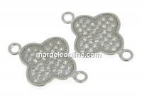 Link trifoi cu cristale argint 925 placat cu rodiu, 18mm  - x1