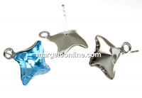Tortite ag 925 rodiat, romb tija si za, Swarovski 4485 de 10.5mm - x1per