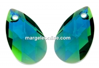 Swarovski, pandantiv picatura, emerald aurore boreale, 22mm - x1