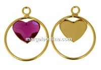 Pendant base, gold-plated 925 silver, for Swarovski heart, 10mm, sus - x1