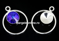 Baza pandantiv argint 925 pt rivoli Swarovski 8mm, sus- x1