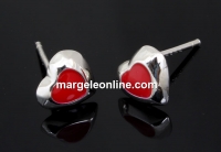 Tortite cercei inimioara emailata, argint 925 rodiat, 13mm - x1per
