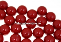 Perle Swarovski cu un orificiu, red coral pearl, 8mm - x2