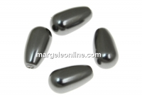 Perle Swarovski picatura, dark grey, 11.5x6mm - x2