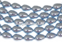 Margele Swarovski perle picatura, light blue, 11x8mm - x2