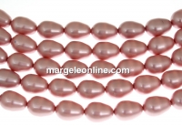 Margele Swarovski perle picatura, powder rose, 11x8mm - x2