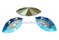 Swarovski navette, fancy chaton, light sapphire shim., 15mm - x2