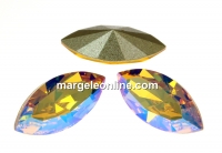 Swarovski navette, fancy chaton, light topaz shim., 15mm - x2