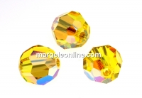 Swarovski, margele, rotund fatetat, lt. topaz shimmer, 8mm - x2