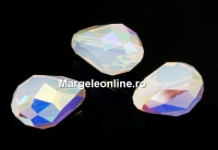Swarovski, margele picatura, white opal AB, 9x6mm - x2