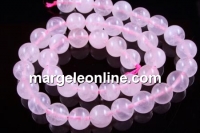 Margele cuart roz, rotund, 6.5mm