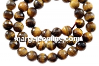 Margele ochi de tigru maro, rotund fatetat, 6.5mm
