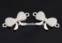 Link fundita cu cristale, argint 925 placat cu rodiu, 17mm  - x1