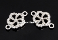 Link floare cu cristale, argint 925 placat cu rodiu, 14mm  - x1