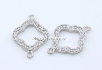 Link trifoi cu cristale, argint 925 placat cu rodiu, 16mm  - x1