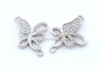 Link fluture cu cristale, argint 925 placat cu rodiu, 17mm  - x1