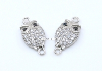 Link bufnita cu cristale, argint 925 placat cu rodiu, 14mm  - x1