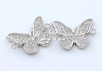 Link fluture cu cristale, argint 925 placat cu rodiu, 17mm  - x1