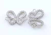 Link fluture cu cristale, argint 925 placat cu rodiu, 16mm  - x1