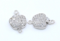 Link mar cu cristale, argint 925 placat cu rodiu, 15mm  - x1