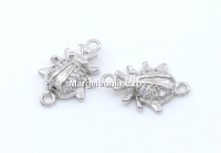 Link buburuza cu cristale, argint 925 placat cu rodiu, 12mm  - x1