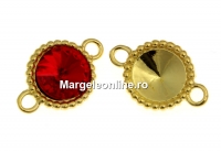 Link argint 925 pl. cu aur, cu bordura dubla, pentru rivoli 8mm - x1