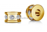Accesoriu rondela cu cristale, argint 925 placat cu aur, 5x3mm - x1