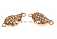 Link aripa cu cristale, argint 925 placat aur roz, 13mm - x1