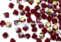 Swarovski, margele bicone, siam aurore boreale, 4mm - x20