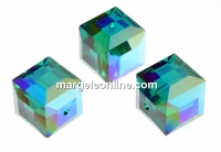 Swarovski, cub, emerald AB, 6mm - x2