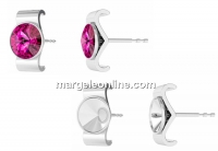 Tortite cercei wave, argint 925, rivoli de 6mm - x1per