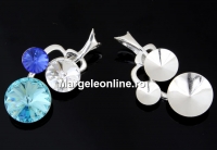 Pendant base, rhodium plated 925 silver, for 3 rivoli 6-8-10mm - x1