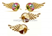 Earring findings angel wings, gold plated 925 silver, rivoli 6mm - x1pair
