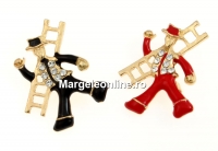 Brosa martisor, cosar rosu si negru, 31mm - x2   - (1/culoare)