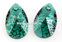 Swarovski, pandantiv picatura, emerald silver patina, 16mm - x1