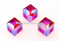 Swarovski, cube bead, light siam shimmer, 8mm - x1