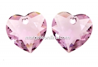 Swarovski, pandantiv inima, light amethyst, 10.5mm - x2