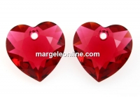 Swarovski, pandantiv inima, scarlet, 8mm - x2