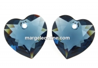Swarovski, heart pendant, montana, 10.5mm - x2