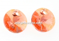 Swarovski, pandantiv rivoli, rose peach shimmer, 8mm - x4