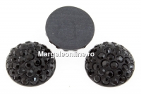 Swarovski, cabochon pave, jet, 12mm - x1